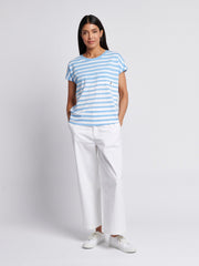 Womens Stripe Slub T-Shirt in Vista Blue