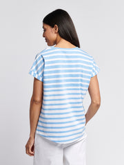 Womens Stripe Slub T-Shirt in Vista Blue
