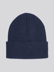 Womens Double Horsemen Knit Beanie in Navy Iris