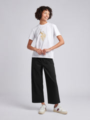 Womens Ankle Wide Leg Chino Trouser in Black