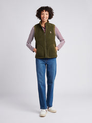Womens Double Horsemen Borg Gilet in Kalamata Green