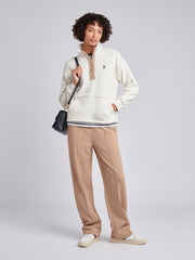 Womens Double Horsemen Borg 1/4 Zip in Marshmallow