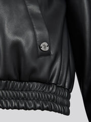 Womens Biker Bomber Jacket in Black
