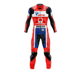 Ducati Andrea Dovizioso racing motorcycle suit by DAMOTOGEAR, black one or two-piece riding gear with protective design.