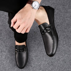 Soft and Comfortable Round Head PCowpea Embossing Surface Leather Shoes for Men, 43