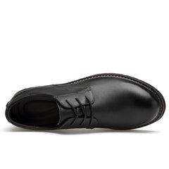 Round Head Solid Color First Layer Cowhide Casual Shoes for Men, 48
