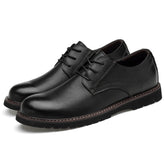 Round Head Solid Color First Layer Cowhide Casual Shoes for Men, 48