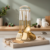Zapcart 7 Piece Stainless Steel Spatula And Spoon Set With Heat Resistant Ceramic Handles For Home Chefs