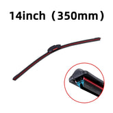 Eliteridegear J U Hook double rubber windshield wiper blades in various sizes, waterproof design, mounted on a car windshield.