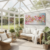 Abstract Golden & White Flower Canvas Wall Art for Living Room