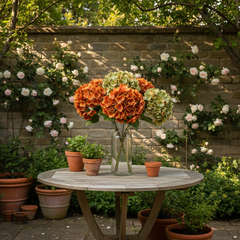 SMR Silk Hydrangea Artificial Flowers in Vase For Home Decor