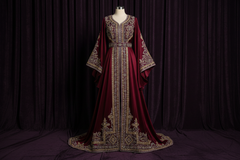 Burgundy Traditional Women's Evening Arabian Long Prom Dresses