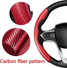 Car Steering Wheel Cover,2Pcs Universal Carbon Fiber Anti-Skid Segmented Steering Wheel Cover Protector for Auto/Truck/Suv/Van Steering Wheels Accessories(Red)