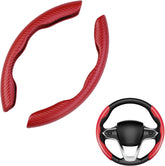 Car Steering Wheel Cover,2Pcs Universal Carbon Fiber Anti-Skid Segmented Steering Wheel Cover Protector for Auto/Truck/Suv/Van Steering Wheels Accessories(Red)