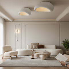 Minimalist Stucco Textured Pebble Stone Plaster Ceiling Light