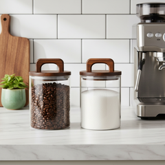 Zapcart Clear Glass Airtight Storage Jar With Bamboo Lid Keeps Tea Coffee Sugar Fresh For Home Kitchen
