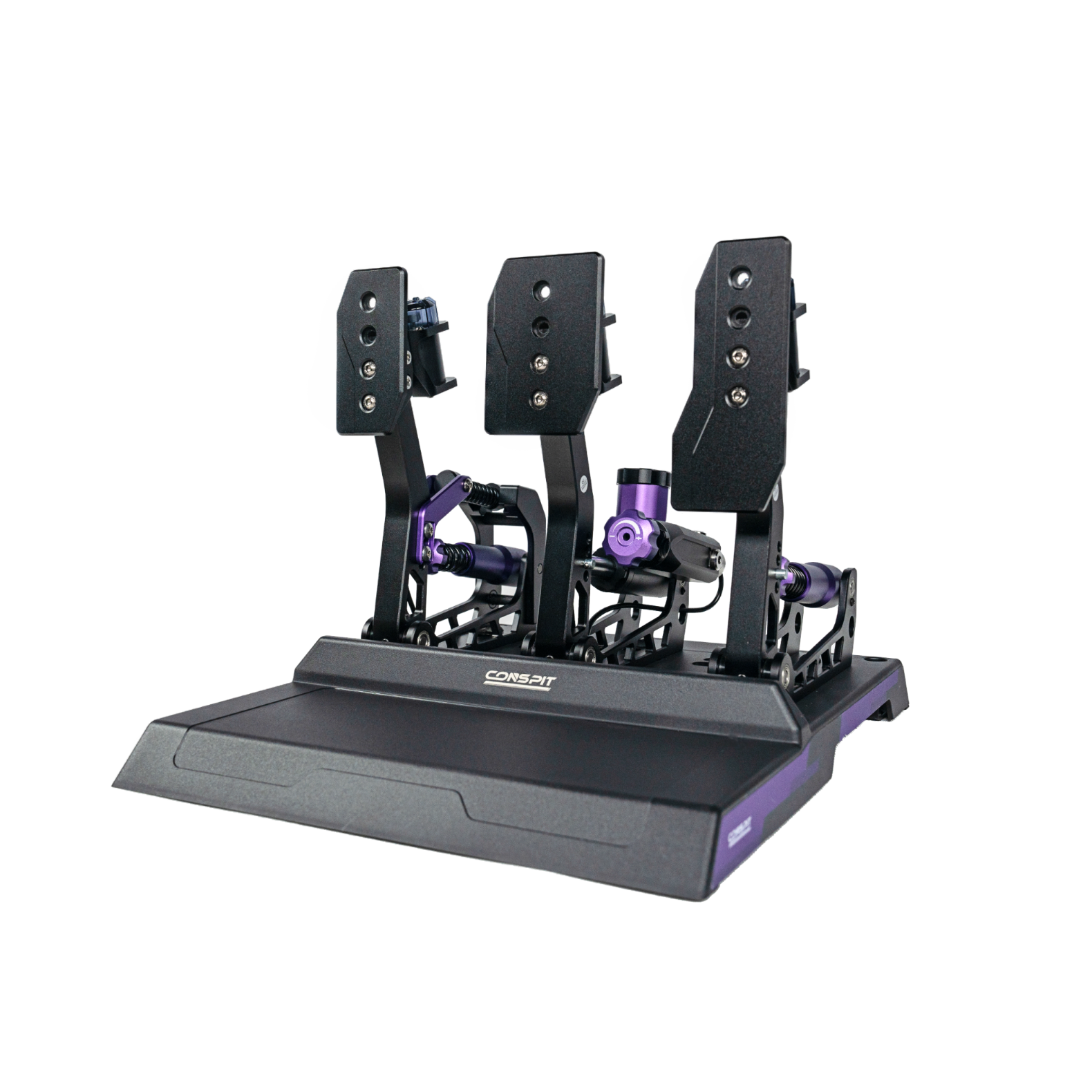 Trak Racer UK Conspit CPP-Lite 3 Pedal Set with hydraulic load cell for sim racing, including accelerator, brake, and clutch pedals.