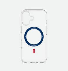 Slim Clear iPhone 16 Case with Royal Blue MagSafe Ring - Telephone Box | The Iconic Case