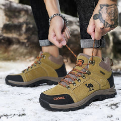 Camel Men’s Adistore non-slip hiking shoes with rugged outdoor soles and breathable fabric for trekking and trail walking.