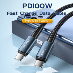 Essager Type C to C Fast Charging Cable – 100W for Phones, iPad, MacBook