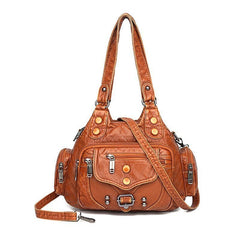 Genuine leather women's messenger bag by Adistore, designer crossbody handbag with adjustable strap and elegant leather finish.