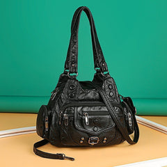 Genuine leather women's messenger bag by Adistore with adjustable crossbody strap and sleek designer handbag design.
