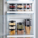 Set of Adistore airtight food storage containers with clear lids, ideal for kitchen organization and pantry storage.