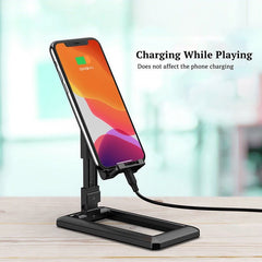 Adjustable Adistore mobile phone stand with multi-angle desktop holder showing a smartphone in a vertical position.