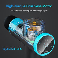 Adistore BOOSTER M2-12V massage gun with LCD display, deep muscle massager and ergonomic handle for targeted relief.