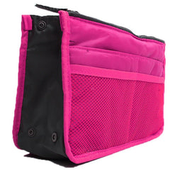 Adistore women's nylon makeup organiser tote with multiple compartments, travel insert handbag purse for cosmetics and toiletries.