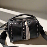 Fashion Rivet Women’s Handbag – Black Tote, Crossbody & Shoulder Bag