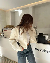 Adistore SLTNX TRAF women's bomber jacket with long sleeves and front pockets, stylish ladies' outerwear.