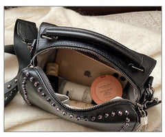 Fashion Rivet Women’s Handbag – Black Tote, Crossbody & Shoulder Bag