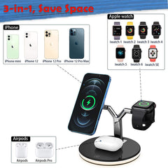 3in1 Magnetic Fast Wireless Charging Station for iPhone 12 & Apple Watch