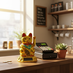 Qiilu Solar Waving Fortune Cat Ornament for Home Decor