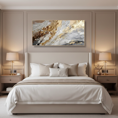 Abstract Golden White Knife Painting – Wall Art Gift