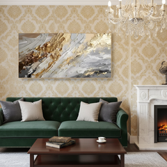 Abstract Golden White Knife Painting – Wall Art Gift