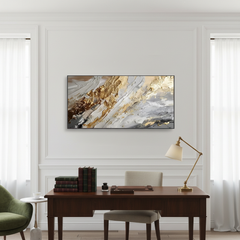 Abstract Golden White Knife Painting – Wall Art Gift