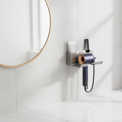 Choice Wall-Mounted Hair Dryer Holder & Bathroom Organizer
