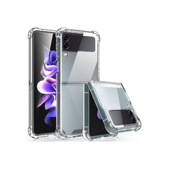 Samsung Galaxy Z Flip 6 clear silicone gel case by Phone Base, showing a flexible transparent protective cover for the phone.