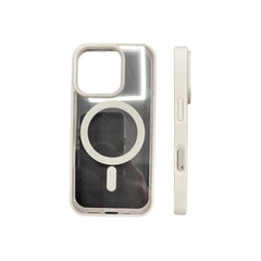 Phone Base Vibe MagSafe Case for iPhone 15 and 16 Series, natural titanium finish, slim protective design, compatible with MagSafe chargers.