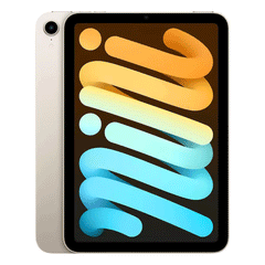 RefurbPhone iPad Mini 6 (2021) 256GB Wi-Fi tablet in Starlight color, showing the screen and sleek design.