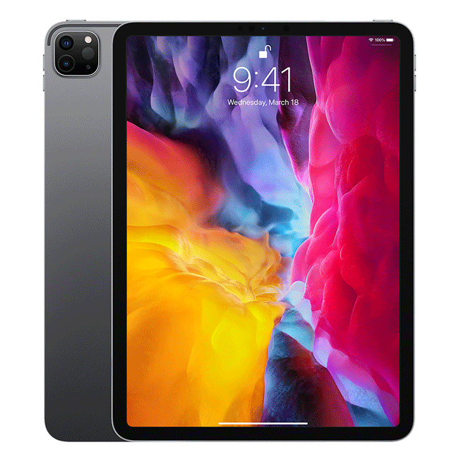 Refurbished iPad Pro 11 (2020) 256GB Wi-Fi tablet by RefurbPhone, showing a sleek grey iPad with screen and slim design.
