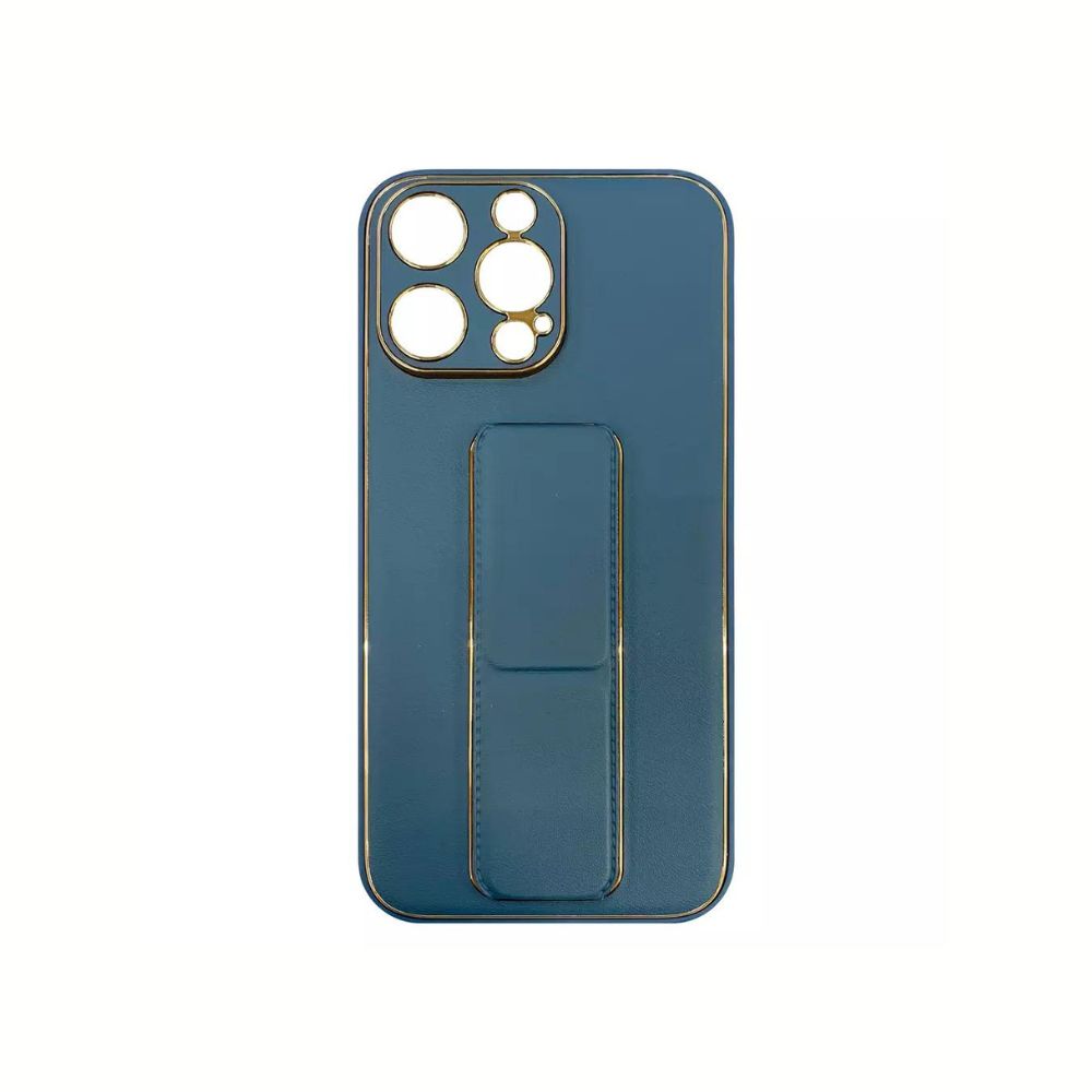 Blue iPhone 13 Vibe Stand Case by Phone Base featuring a built-in stand and protective shell.