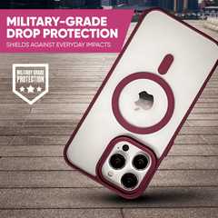 Wine-red Phone Base Vibe MagSafe Case for iPhone 15 and 16 Pro Max, with secure magnetic attachment and protective design.