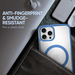 Blue Phone Base iPhone Vibe MagSafe Case for iPhone 15 and 16 series, showing the sleek, protective design with magnetic attachment.