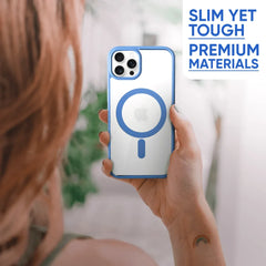 Blue Phone Base Vibe MagSafe Case for iPhone 15 and 16 series, showcasing sleek design and secure magnetic attachment.