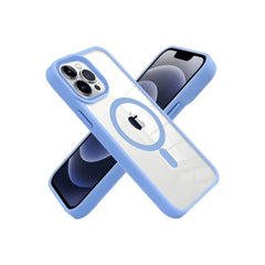 Blue Phone Base Vibe MagSafe Case for iPhone 15 and 16 series, showing a slim protective design on the iPhone 16.