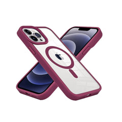 Wine red Phone Base Vibe MagSafe case on iPhone 16 series, showing a sleek protective design with MagSafe alignment.