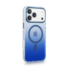 Blue Phone Base Snapz MagSafe Case on an iPhone 17 Pro, showcasing sleek protection and magnetic attachment design.
